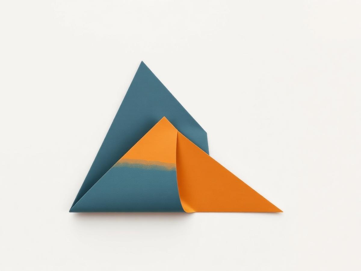 Folded paper triangles in slate and ochre